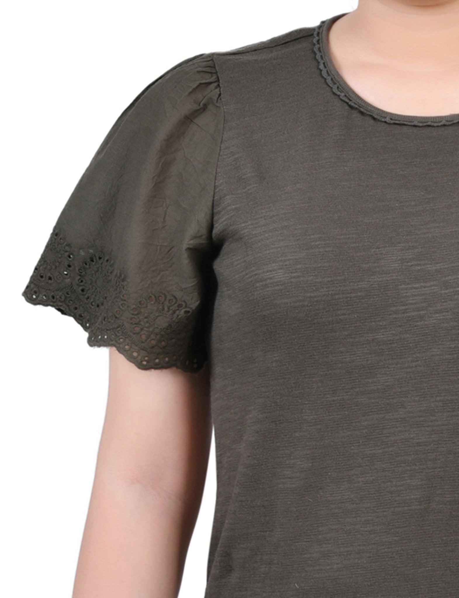 Forest Night Short Flutter Eyelet Sleeve Pullover Product Image