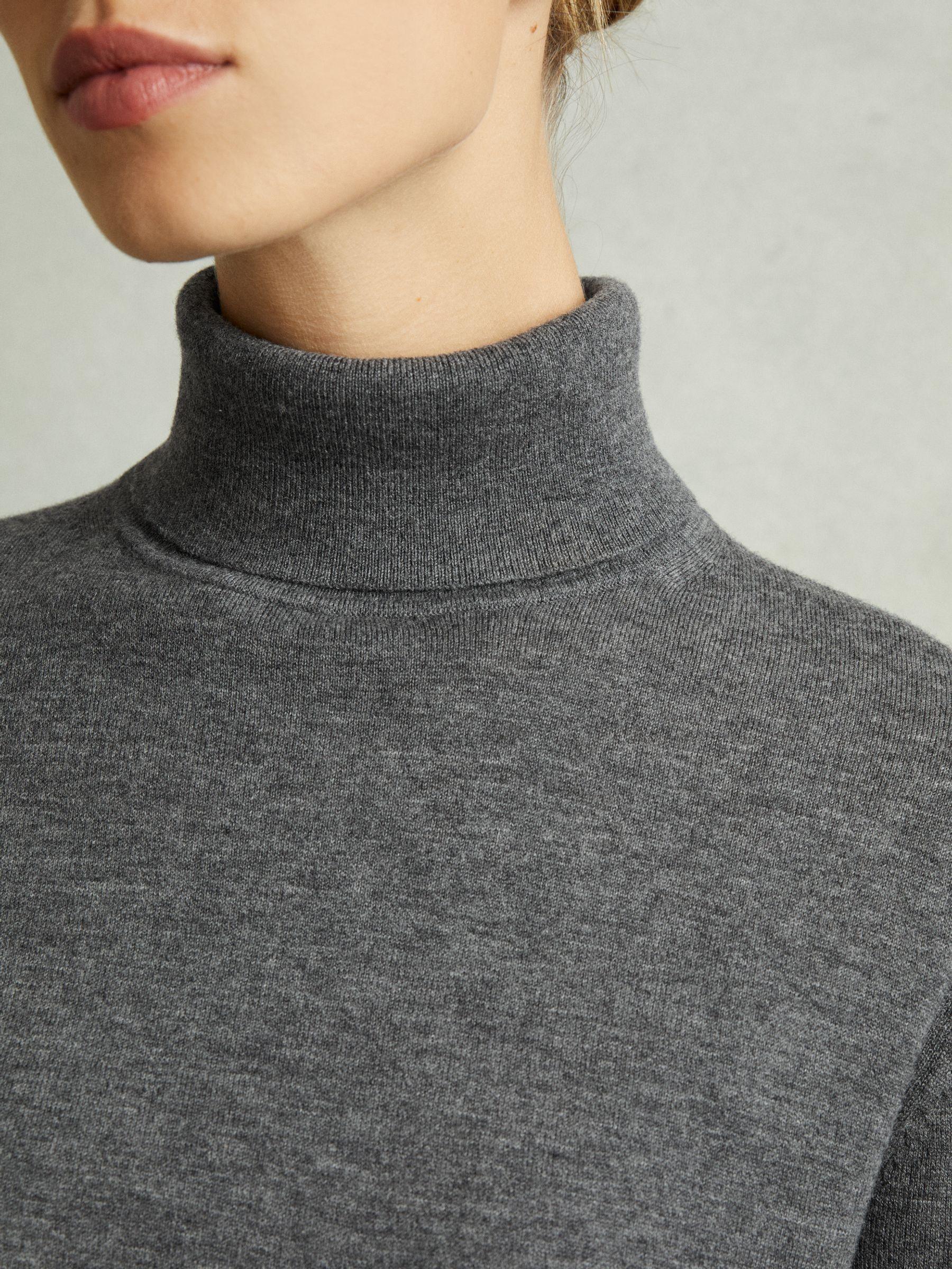 Merino Wool Roll Neck Jumper in Charcoal Product Image