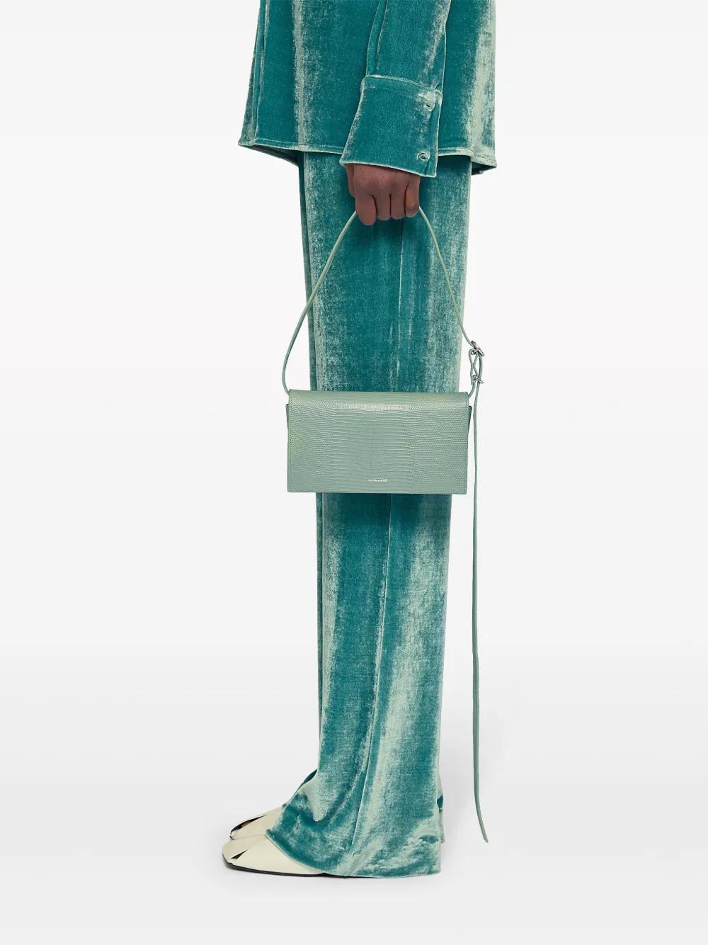 JIL SANDER All-day Snakeskin-effect Shoulder Bag In Green Product Image