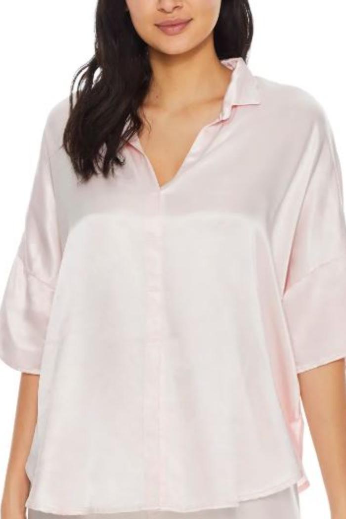 Fran Satin Top With Collar Product Image