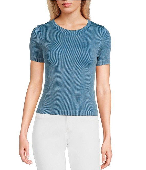 Moa Moa Cap Short Sleeve Crew Neck Solid T-Shirt Product Image