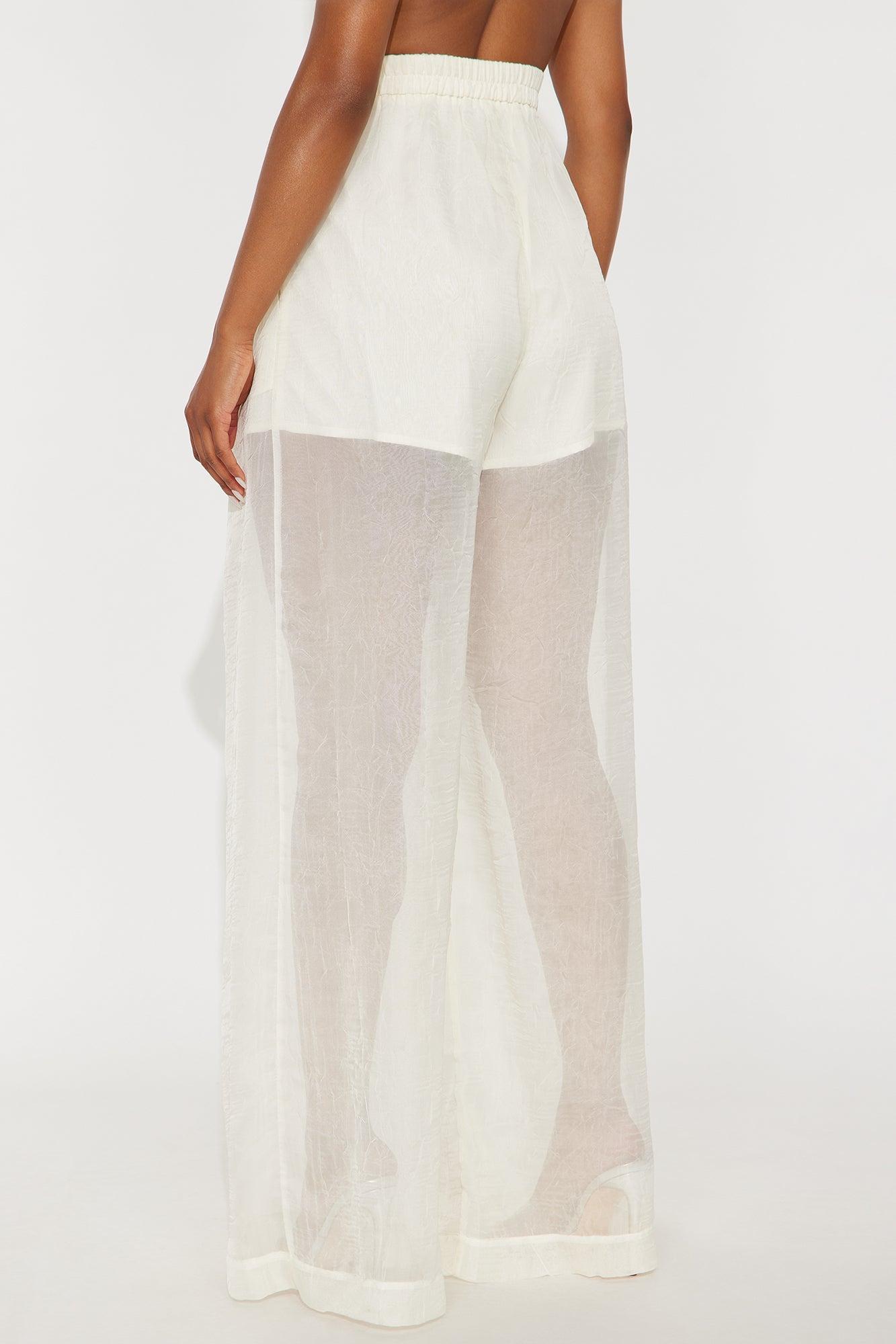 Hollie Wide Leg Organza Pant - Cream Product Image