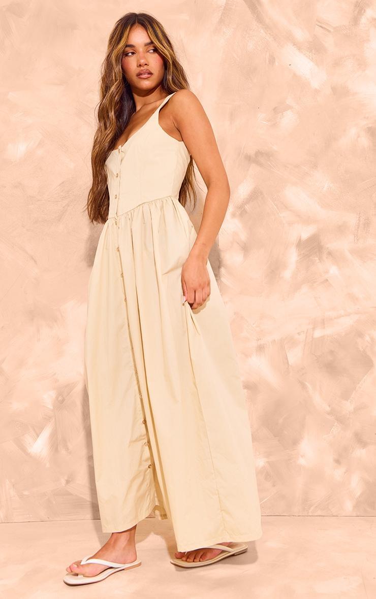 Stone Button Up Poplin Midaxi Dress Product Image