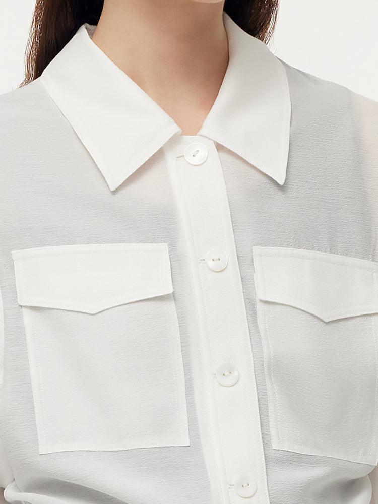 Acetate Loose Fit Single-Breasted Women Shirt Product Image