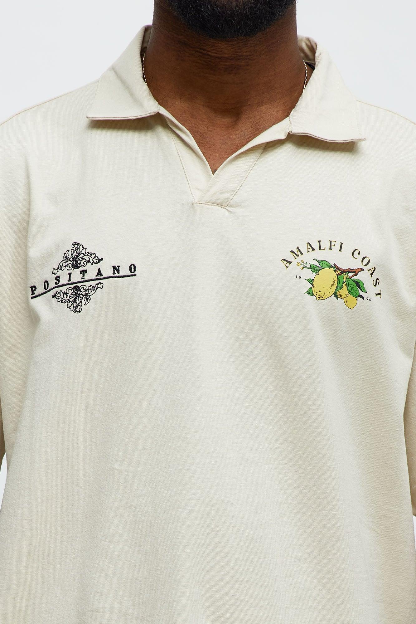 Amalfi Coast Johnny Collar Polo - Off White Product Image