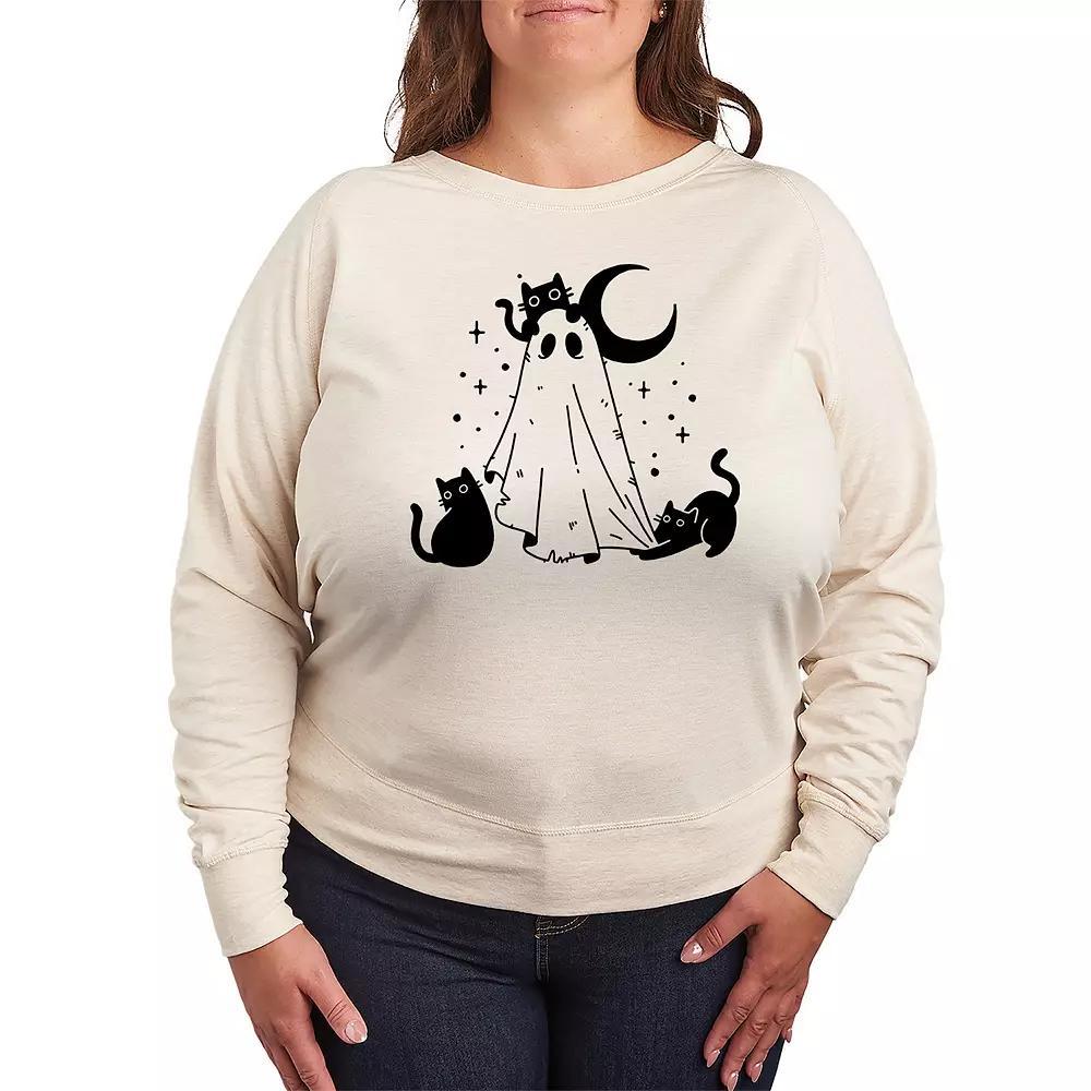 Plus Size Ghost and Cats French Terry Long Sleeve Tee, Womens Product Image