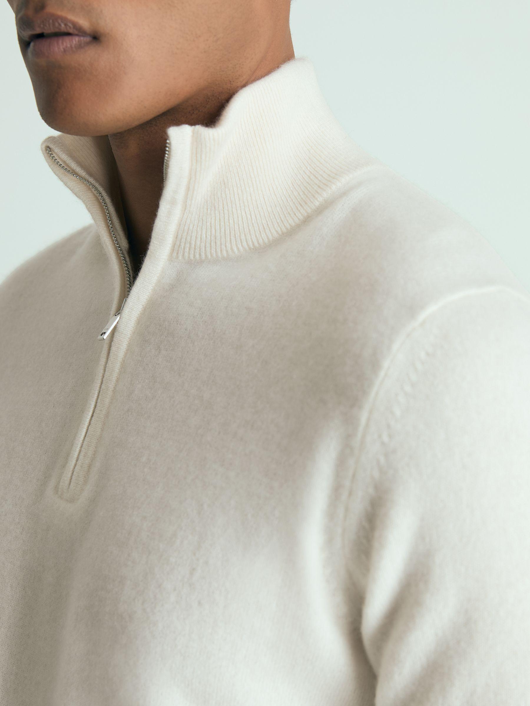 Atelier Cashmere Zip-Neck Jumper in White Product Image