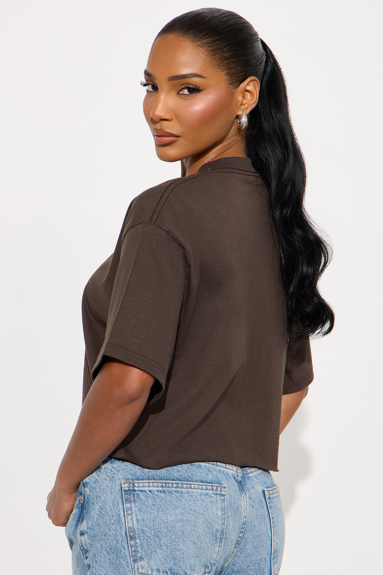 Preoccupied Cropped Tee - Brown Product Image