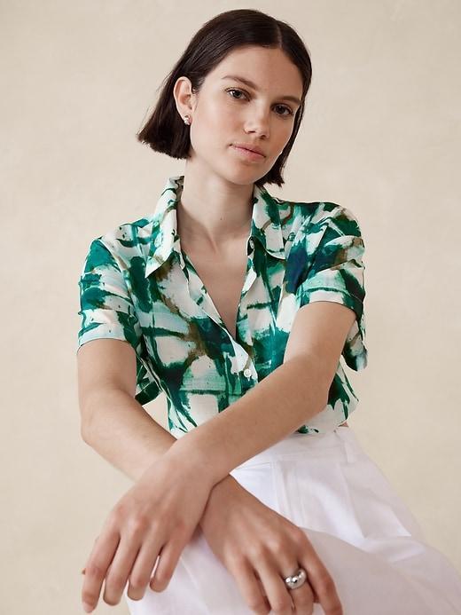 Poplin Tie-Front Cropped Shirt Product Image
