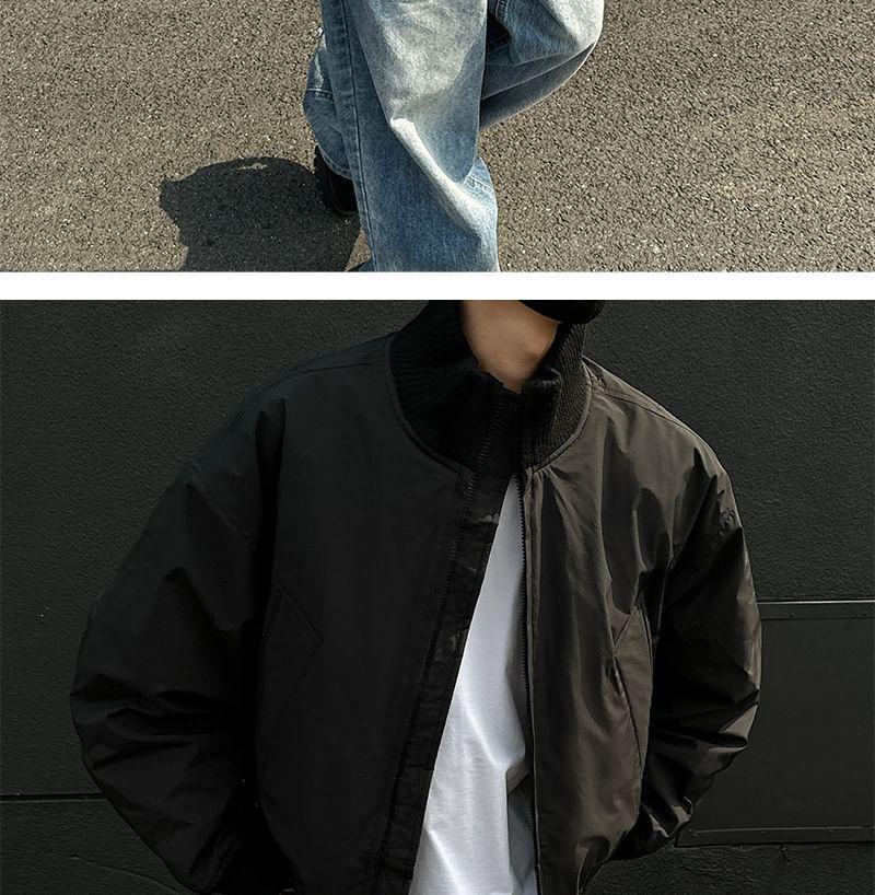 Plain Zip Bomber Jacket Product Image