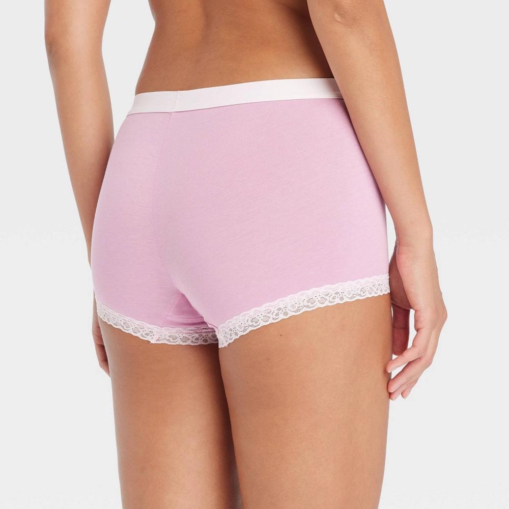 Womens Cotton and Lace Boy Shorts - Auden Rose XL Product Image