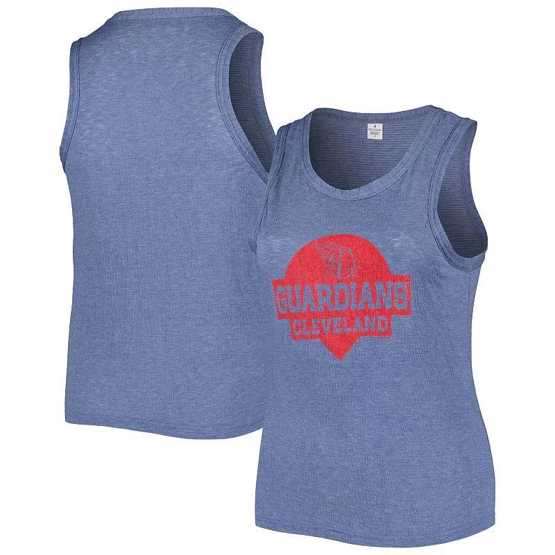 Women's Soft as a Grape Navy Cleveland Guardians Plus Size High Neck Tri-Blend Tank Top, Size: 1XL, Grd Blue Product Image