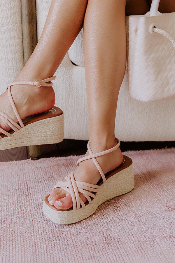 The Kinsley Faux Leather Wedge in Pink Product Image