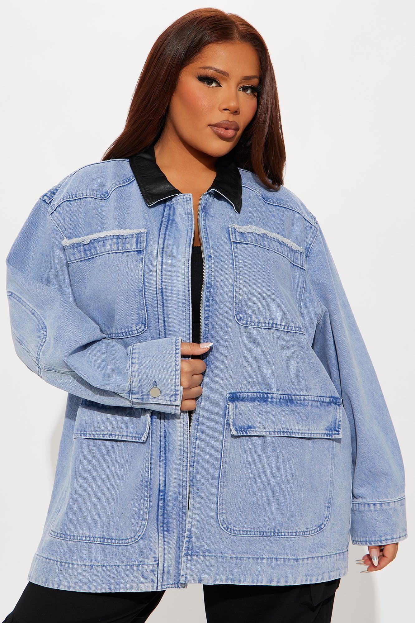 Bare Minimum Oversized Denim Barn Jacket - Medium Wash Product Image