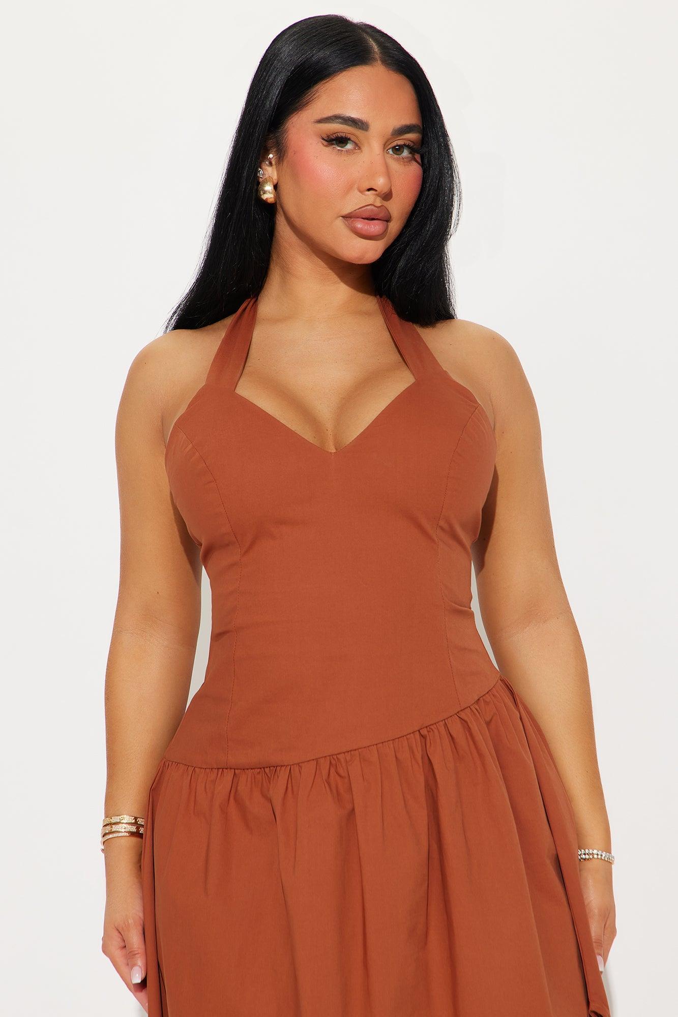 Madison Drop Waist Midi Dress - Chocolate Product Image