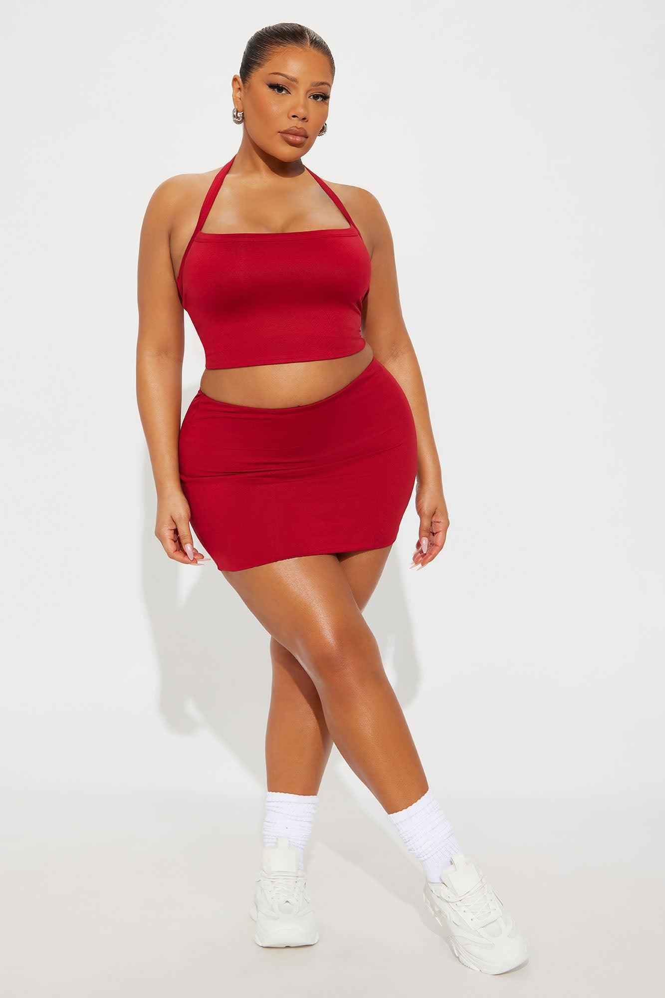 Contour Double Lined Cropped Halter Top - Chocolate Female Product Image
