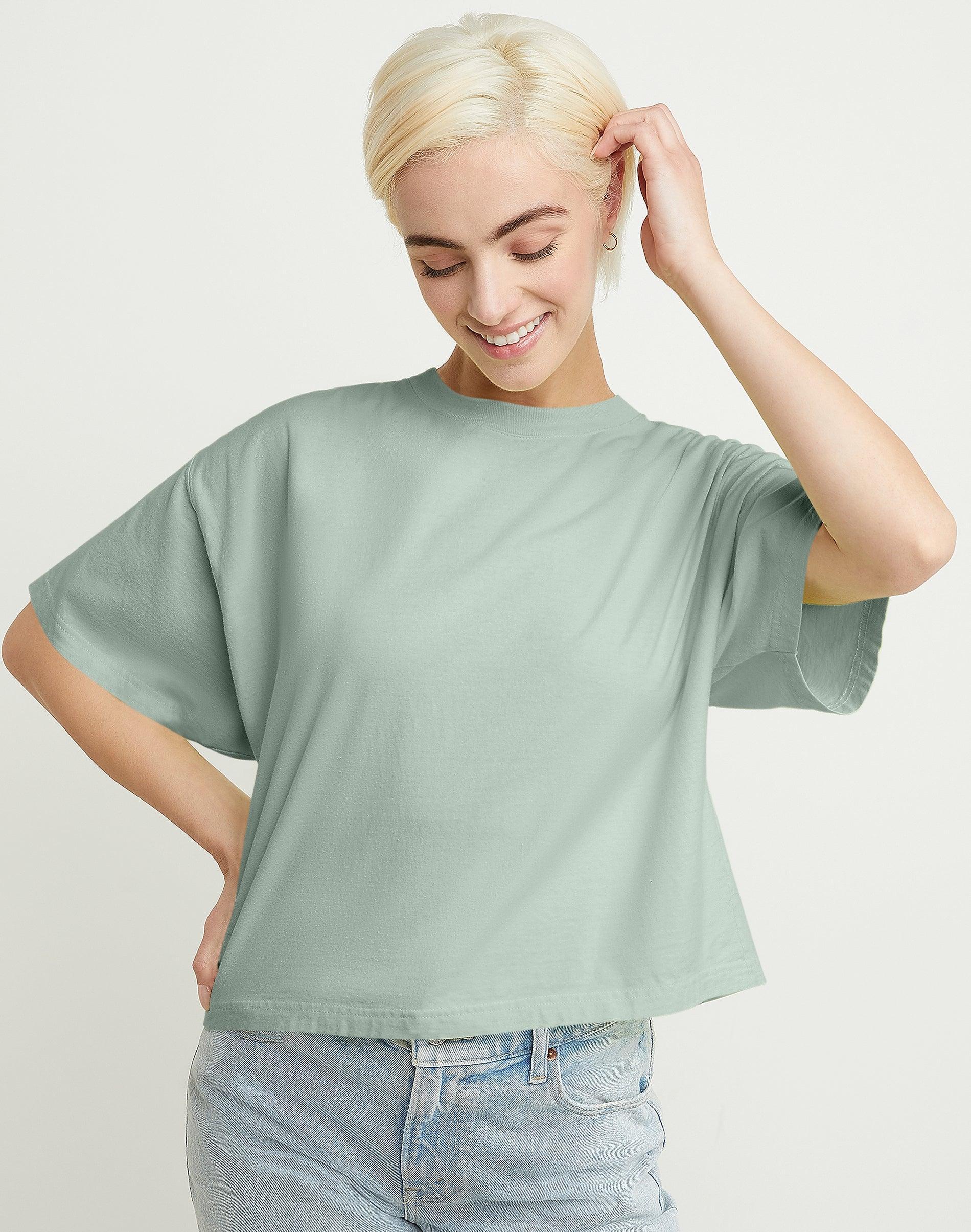 Hanes Womens Garment Dyed Cropped Cotton T-Shirt Anchor Slate 2XL Product Image