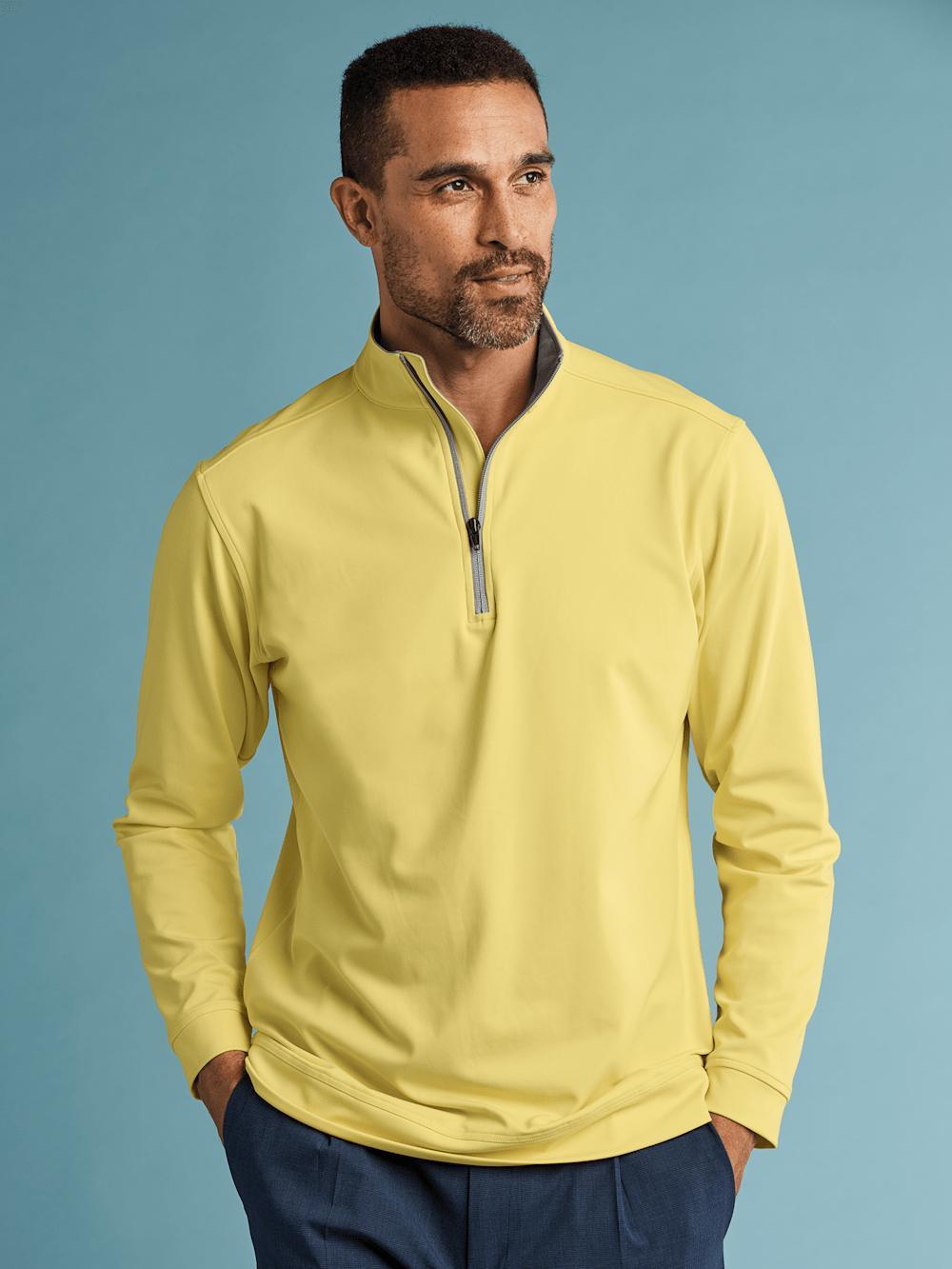 Performance Blend Quarter Zip Mock Neck - Yellow Product Image