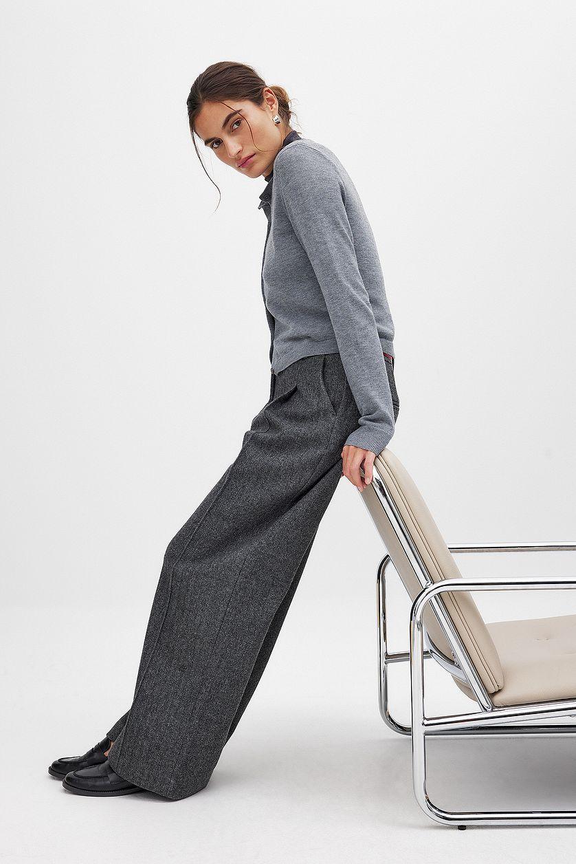 Mid Waist Herringbone Trousers Product Image