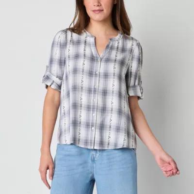 Frye and Co. Womens Elbow Sleeve Regular Fit Button-Down Shirt Product Image