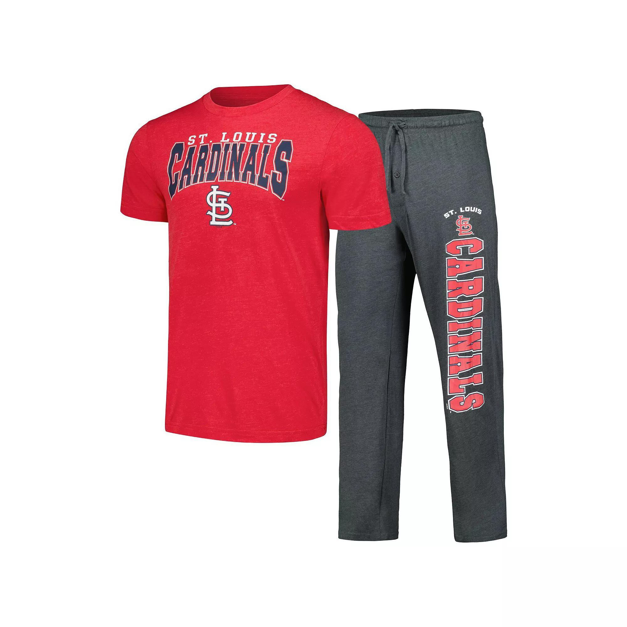 Men's Concepts Sport Charcoal/Red St. Louis Cardinals Meter T-Shirt & Pants Sleep Set, Size: 2XL Product Image