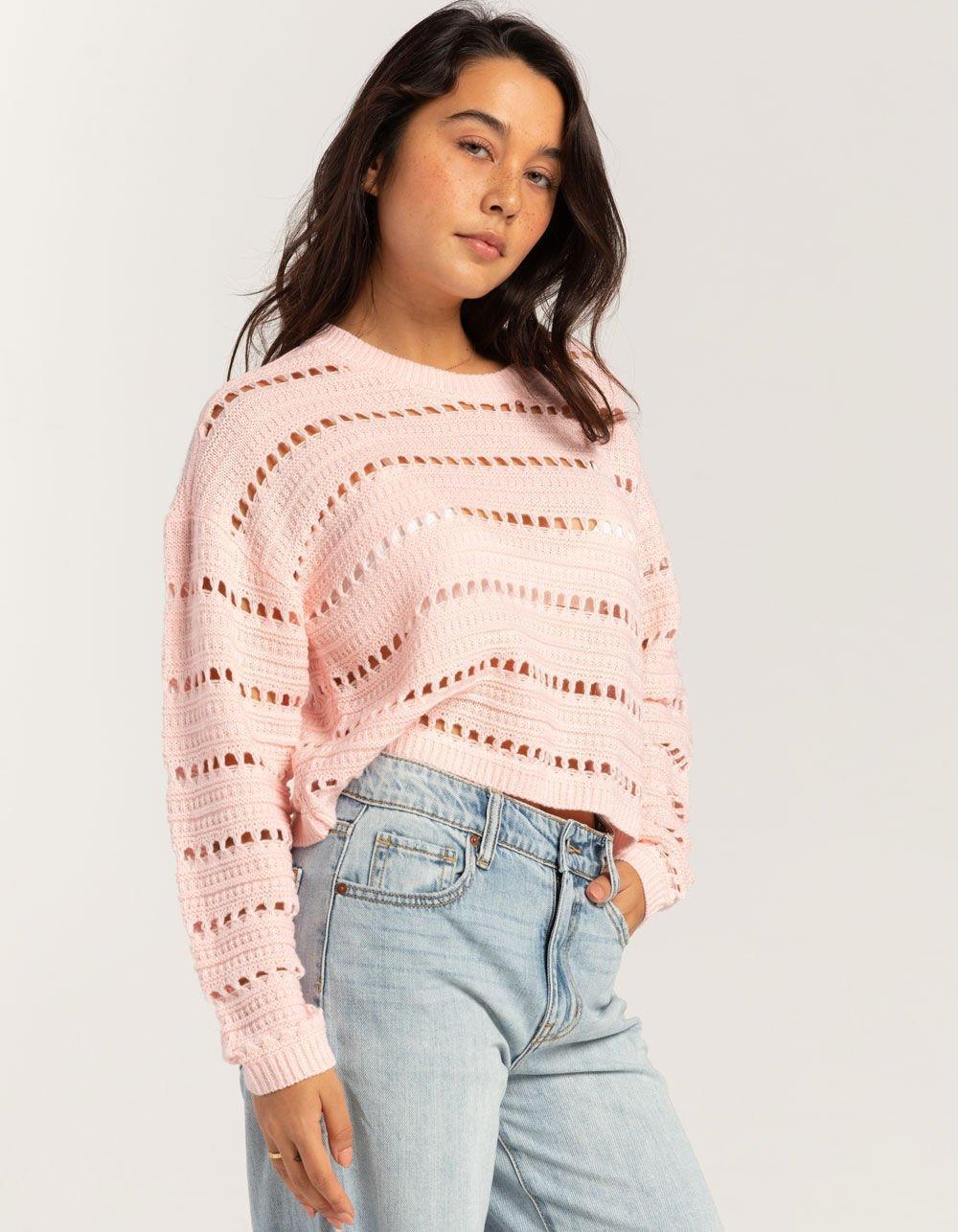 RSQ Womens Open Stitch Cropped Sweater Product Image