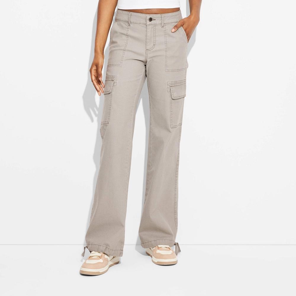 Women's Mid-Rise Flare Cargo Pants - Wild Fable™ Gray S Product Image
