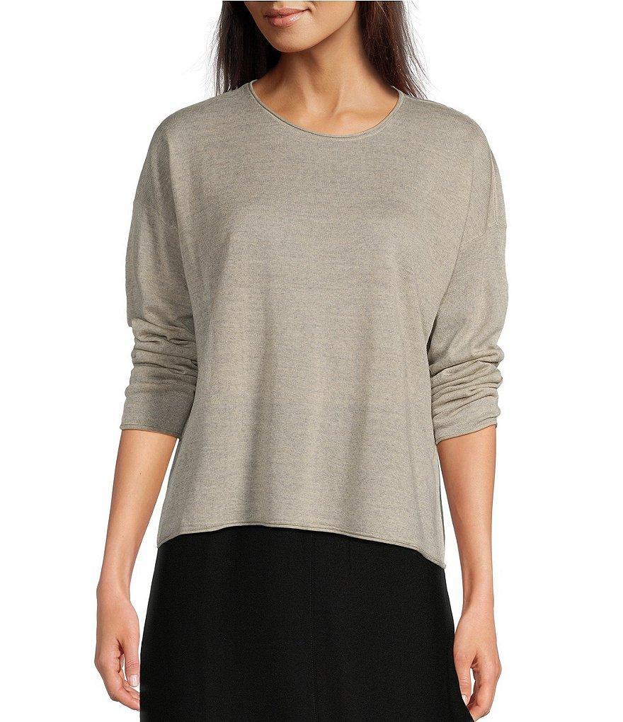 Eileen Fisher Fine Merino Wool Round Neck Long Sleeve Sweater Product Image