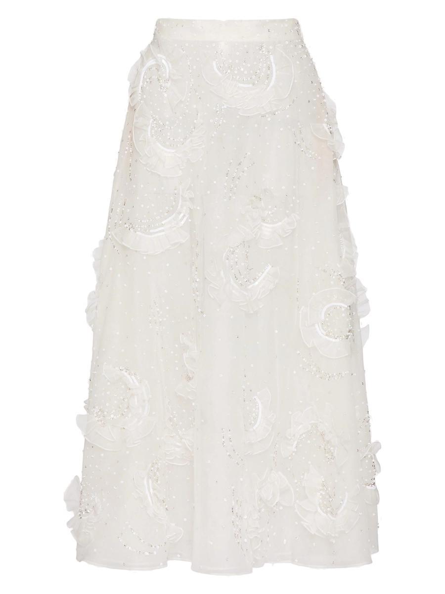 Womens Midi Skirt in Embroidered Organza Product Image