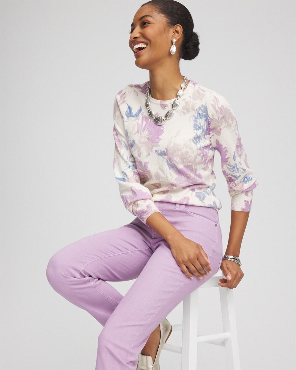 Floral Sequin Pullover Sweater Product Image