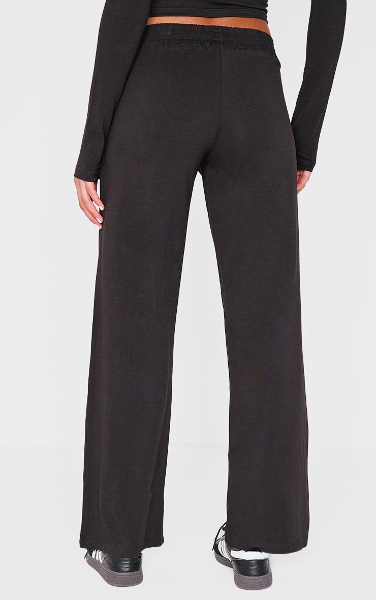 Black Jersey Straight Leg Pants Product Image