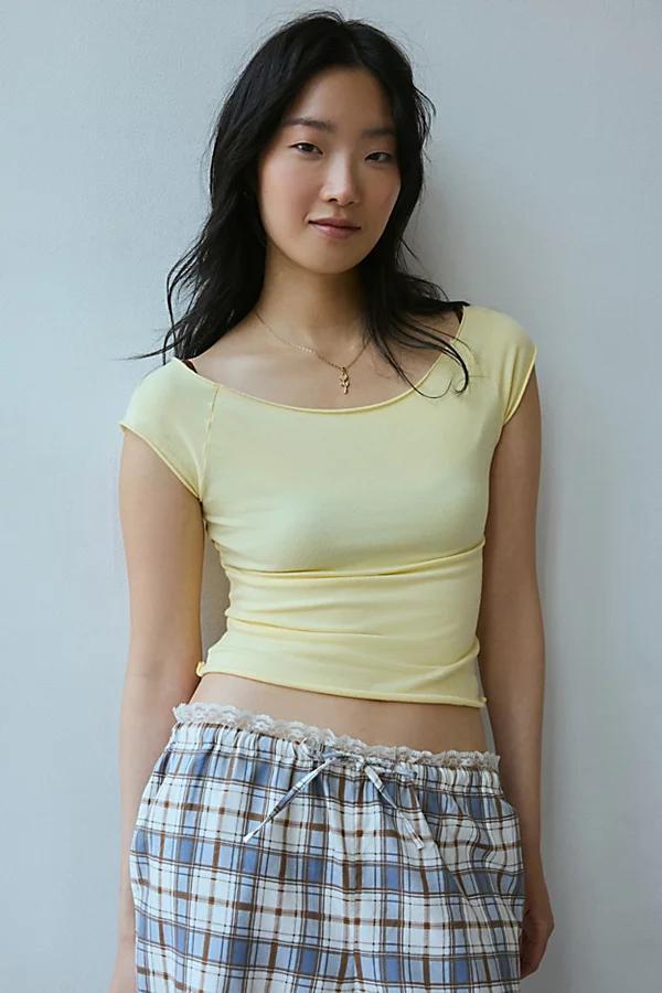 Out From Under Cotton Compression Boatneck Cropped Tee Top Womens at Urban Outfitters Product Image