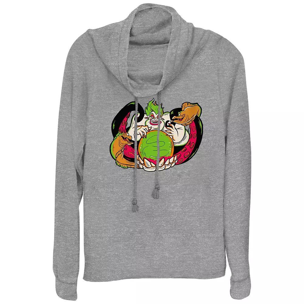 Disney Villain The Little Mermaid Ursula Sea Witch Womens Cowlneck Graphic Lightweight Long Sleeve Gray Grey Product Image