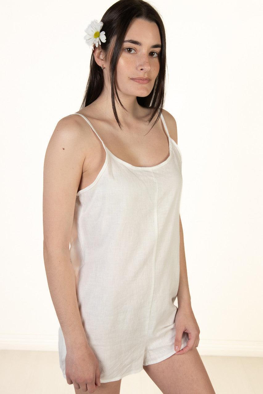 White Linen Cami Romper Product Image