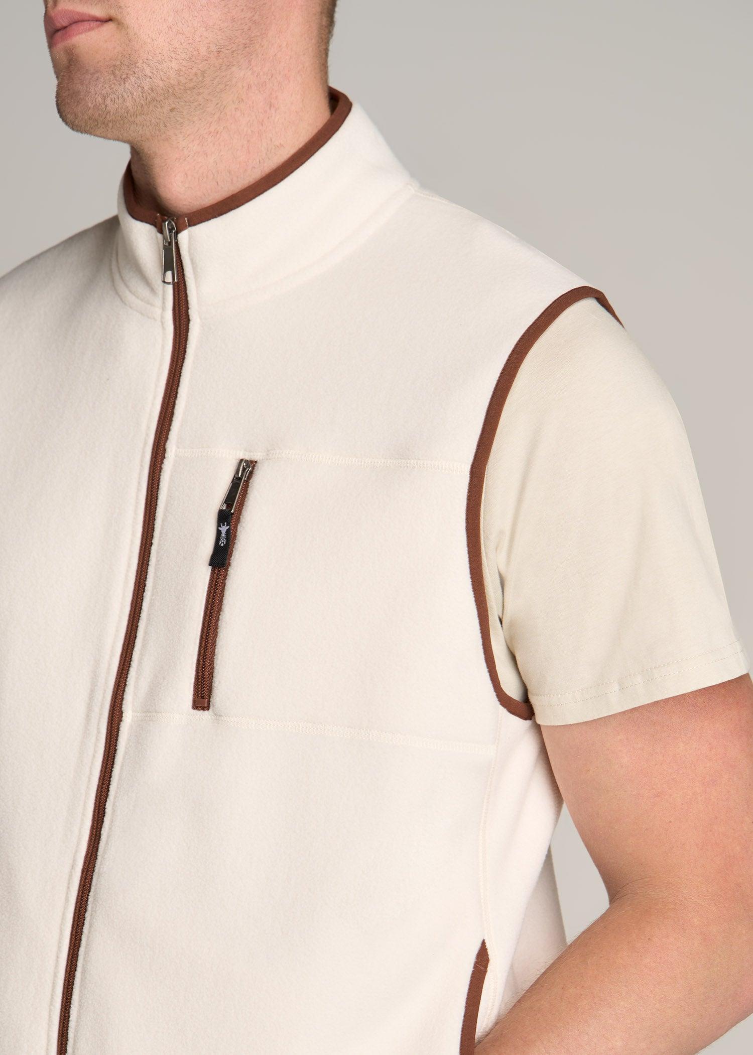 Polar Fleece Sweater Full Zip Vest for Tall Men in Natural Product Image