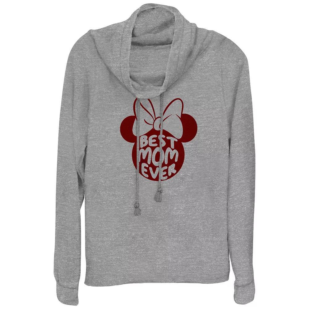 Disney's Minnie Mouse Best Mom Ever Women's Cowlneck Graphic Lightweight Long Sleeve, Size: Small, Gray Grey Product Image