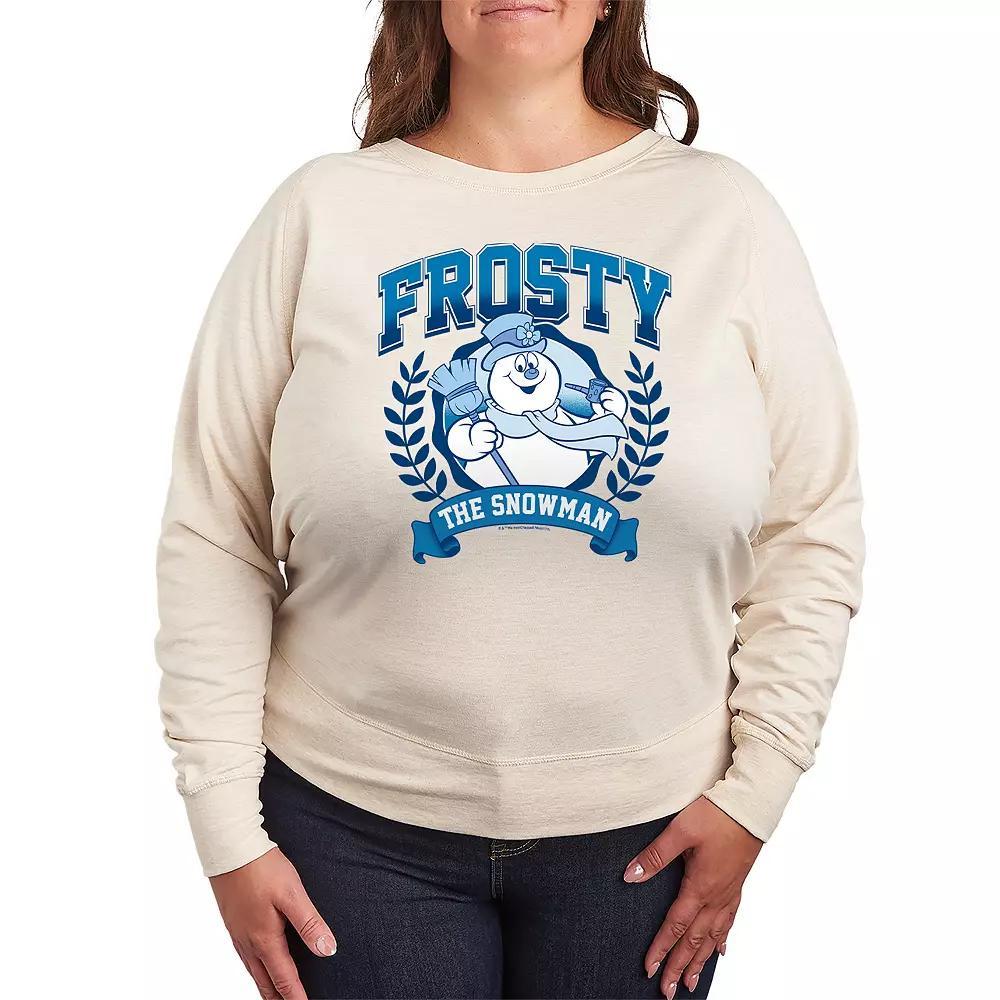 Plus Size Frosty The Snowman Collegiate French Terry Long Sleeve Tee, Womens Product Image