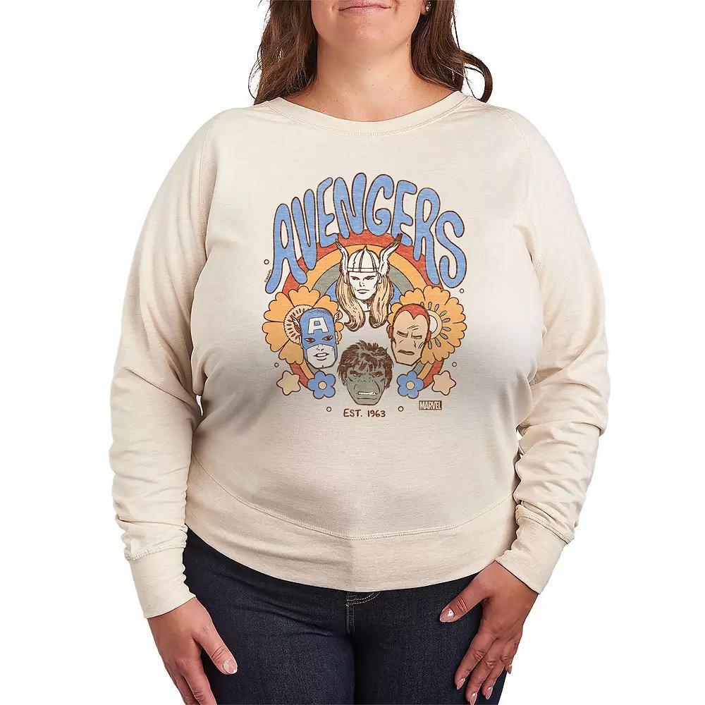 Plus Size Marvel Avengers Vintage Floral French Terry Long Sleeve Tee, Womens Product Image