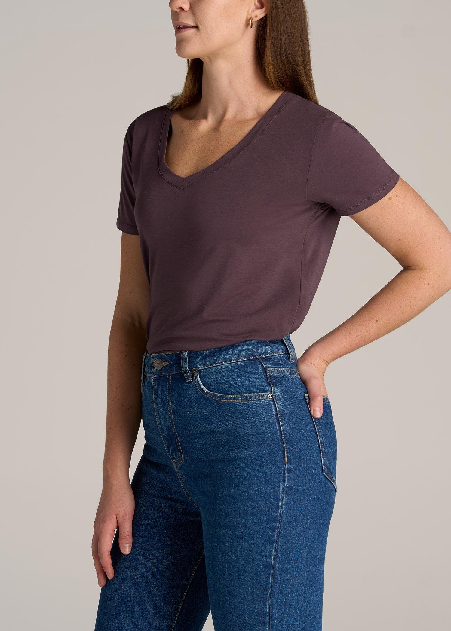 Women's Tall Scoop V-Neck Tee in Merlot Product Image