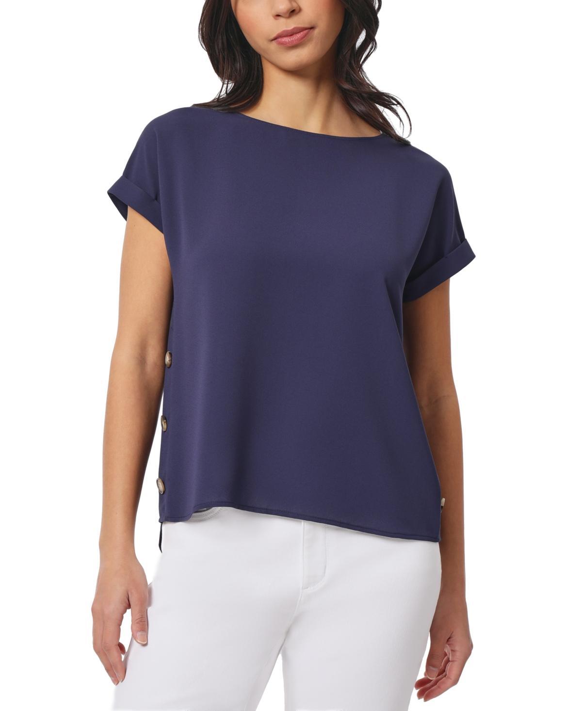 Jones New York Womens Short-Sleeve Button-Detail Top Product Image