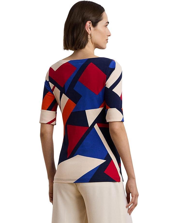 Print Stretch Cotton Boatneck Tee Product Image
