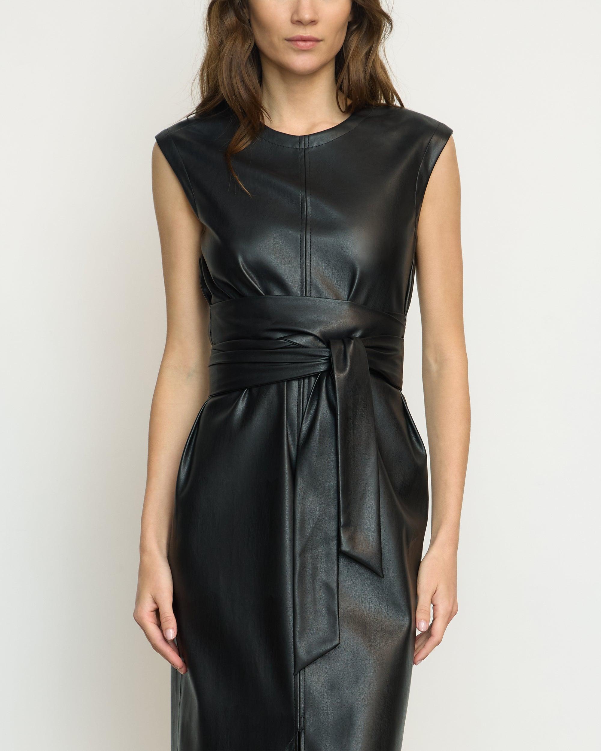 Pilar Vegan Leather Tie-Front Dress Product Image