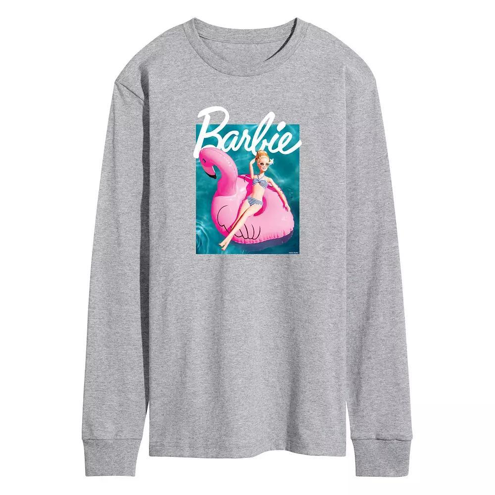 Mens Barbie Pool Flamingo Long Sleeve Graphic Tee Product Image