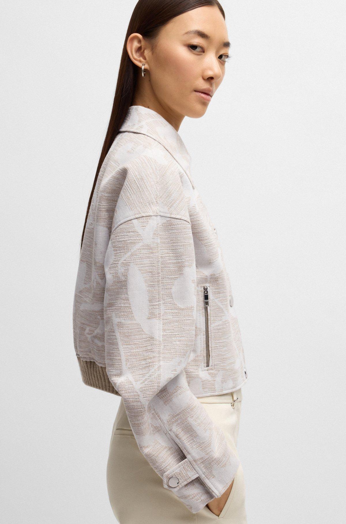 BOSS - Relaxed-fit blazer with floral structure - Beige Product Image