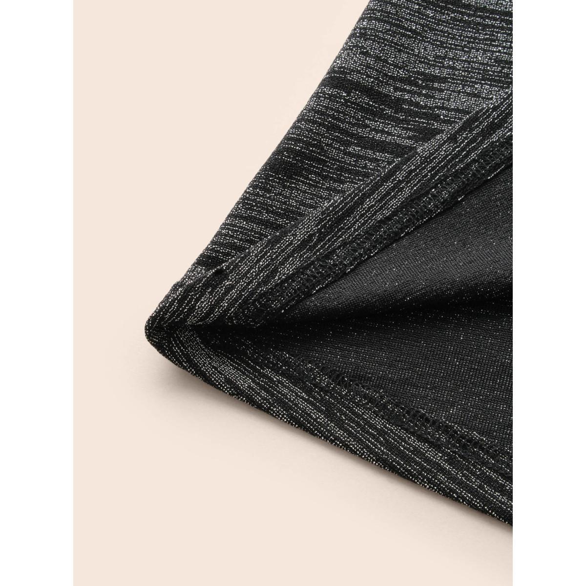 Plus Size Glitter Round Neck Backless Dress Black Women Cocktail Texture Party Curvy Bloomchic 28/5X Product Image