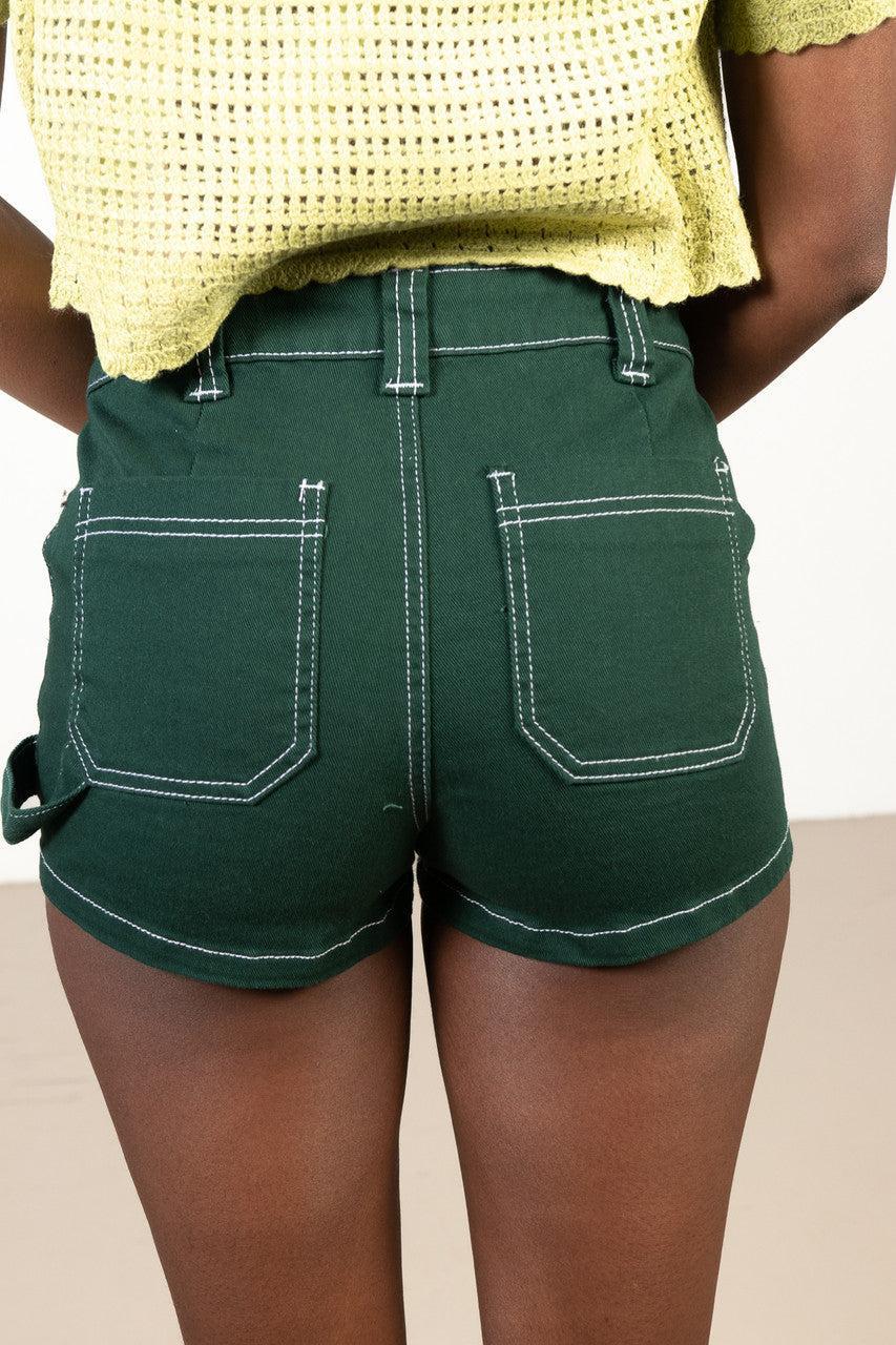 Forest Green Denim Carpenter Shorts Product Image