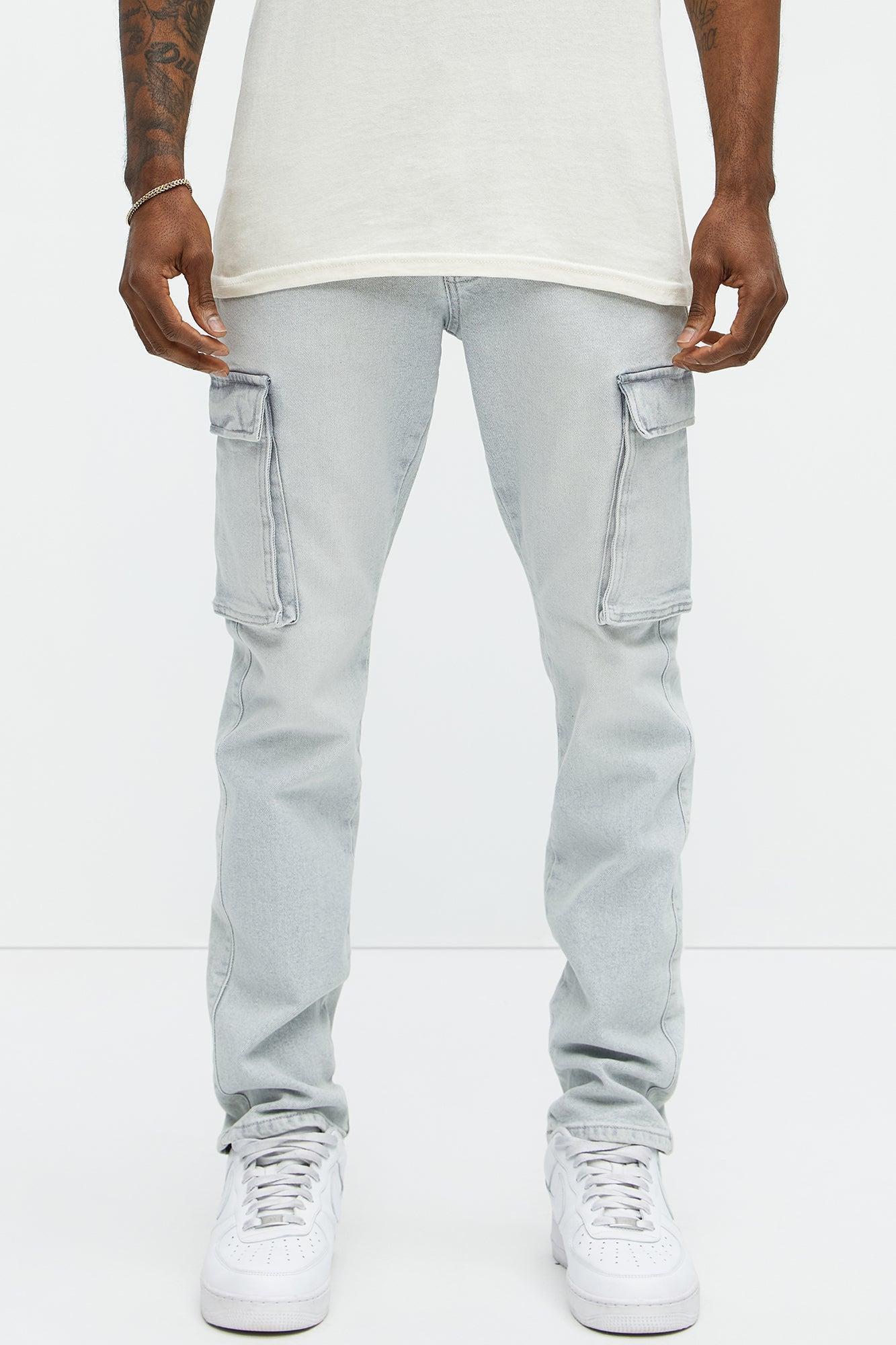 Classic Slim Cargo Jeans - Grey/Blue Product Image