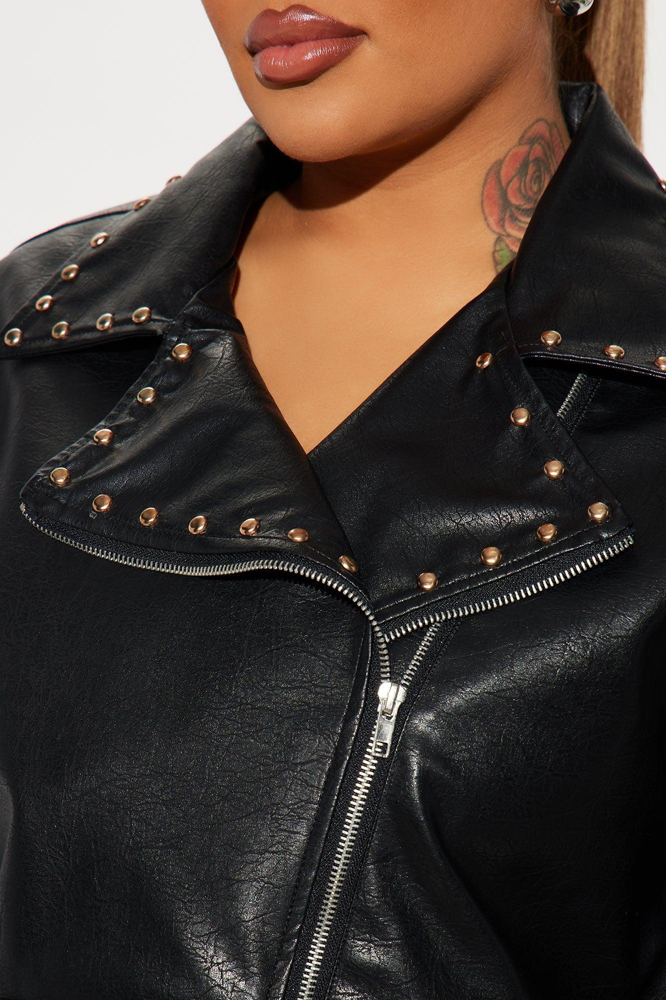 Such A Stud Faux Leather Jacket - Black Product Image