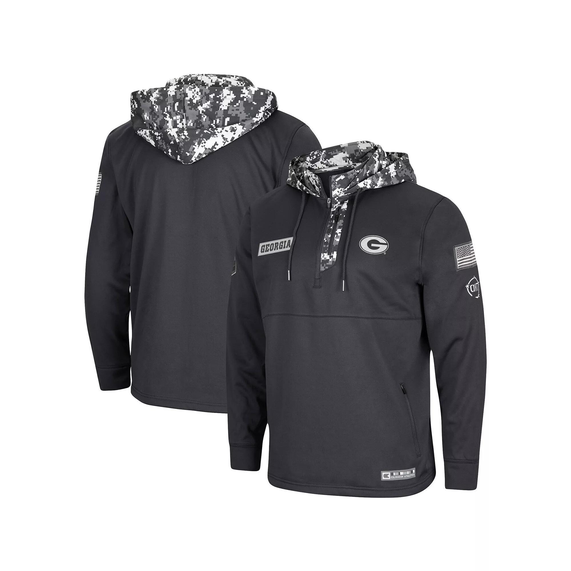 Mens Colosseum Charcoal Georgia Bulldogs OHT Military Appreciation Digital Camo Quarter-Zip Hoodie Product Image