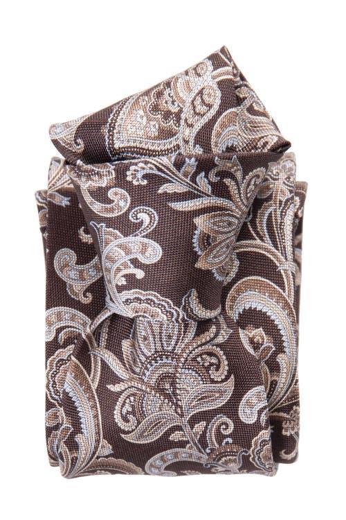Elizabetta Novara - Extra Long Printed Silk Tie for Men in Brown at Nordstrom Product Image